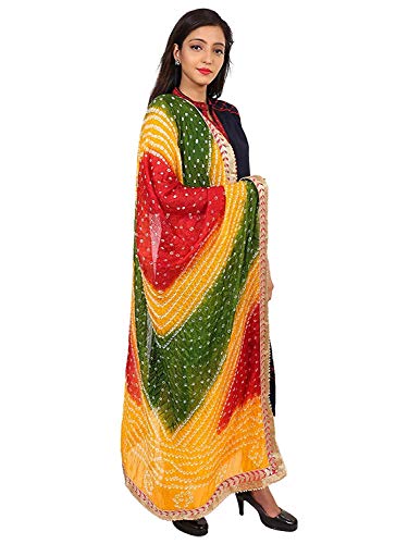 Image of Lifestyle Art Silk Embellished Women's Dupatta Bandhani Bandhej Jaipuri Rajasthani Dupatta