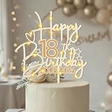Tortendeko 18 Geburtstag für Frauen und Männer - Holz Cake Topper mit LED-Lichterkette - Kuchen Dekoration 2008 bis 2026 - Geburtstagsdeko zum 18. Jubiläum