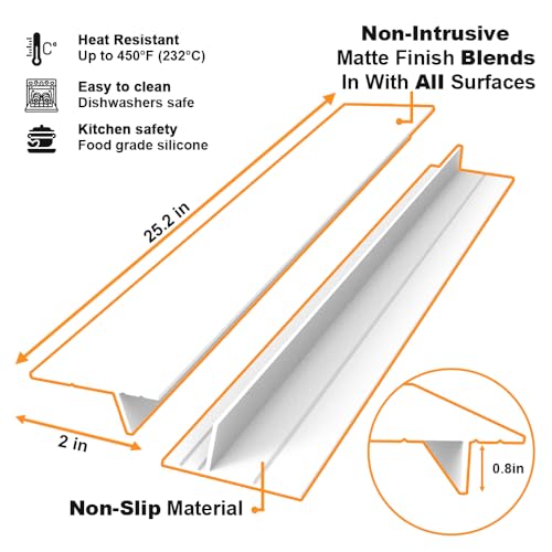 Image of KindGa Stove Gap Filler - Silicone Stove Gap Covers 25 Inche 2 Pack White | Foldable kitchen counter range gap guards, electric stove gap filler, oven side sealing strip between countertop gas stovetop