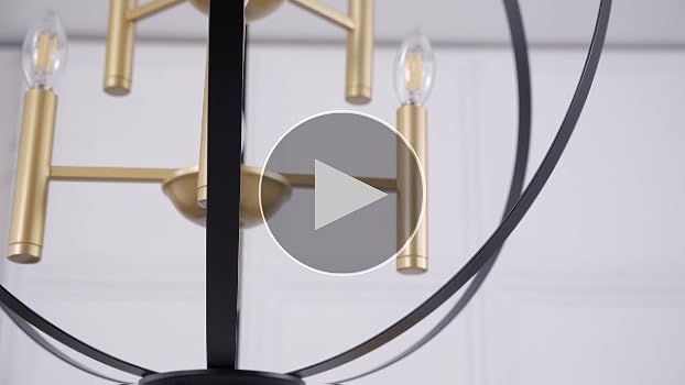 Salaiwei 23.6''Black Gold 8-Light Globe Chandelier, Modern