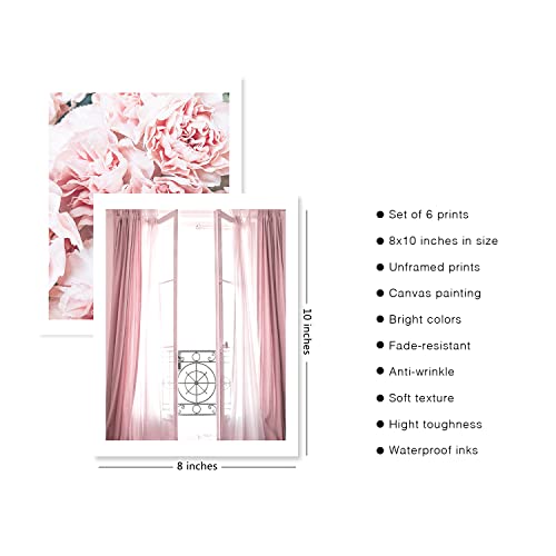 Hoozgee Vintage Fashion Paris Wall Art Prints Black And White Canvas Poster Eiffel Tower Pink Flower Doors Windows Pictures Photos Wall Decor For Office Bedroom Living Room (8"X10" Unframed) #TOP2