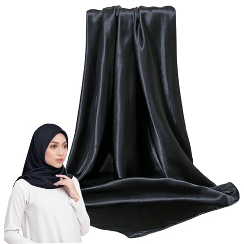 Bemonew Pañuelo de seda negro Wild Rags para mujer elegante pañuelo occidental de satén de 89 x 89 cm suave y ligero ideal como regalo para hombres y mujeres.