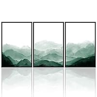 3 Piece Framed Canvas Wall Art Mountain with Fog Canvas Prints Home Artwork Decoration for Living Room,Bedroom - 16
