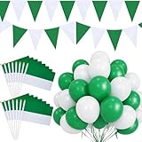 BBTO Set de Decoración para de Tiro Banderín de 10 Metros Verde y Blanco 15 Banderines Pequeños 2 Rollos de Cinta Decoración Resistente a la Intemperie Aire Libre