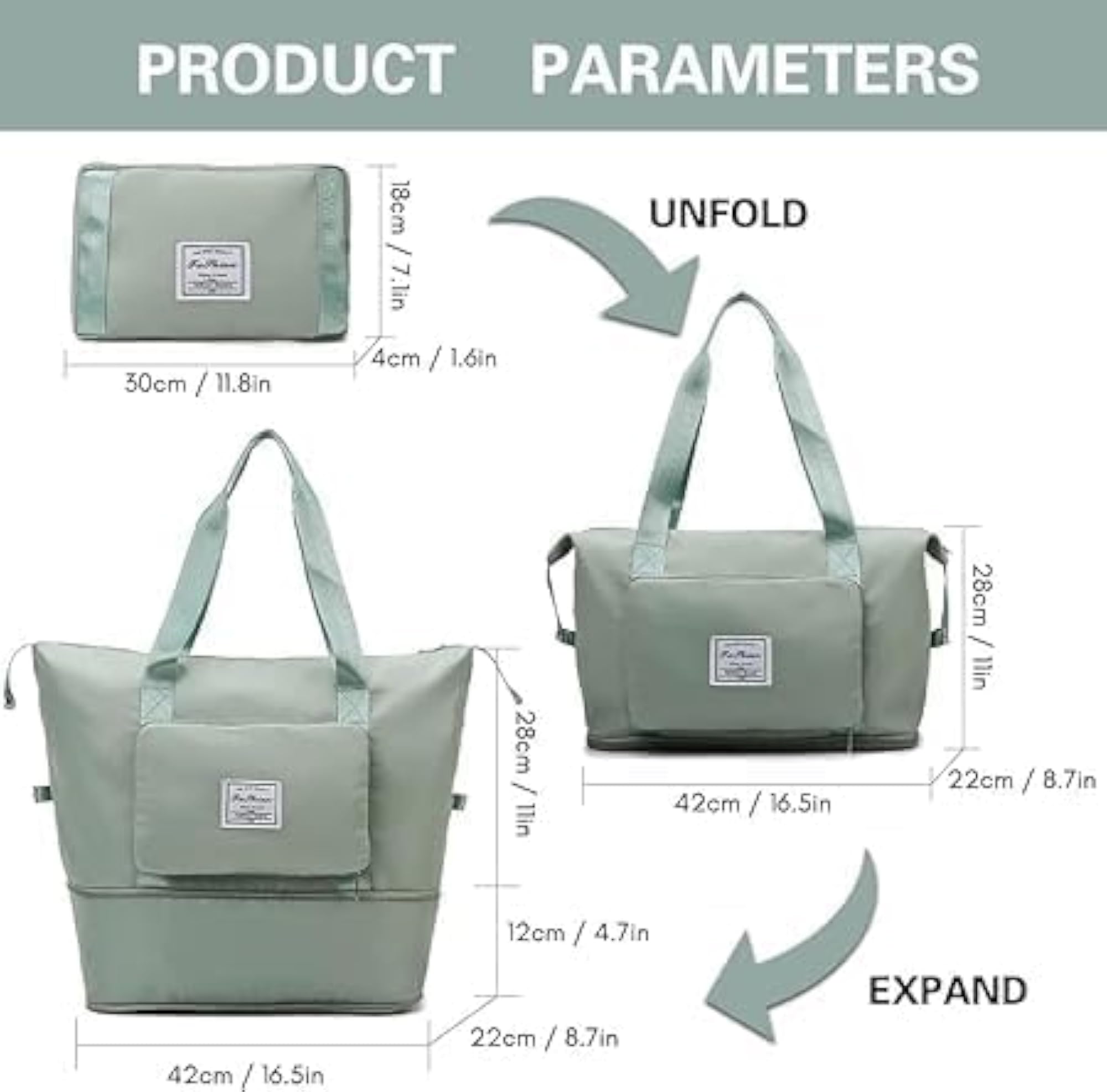 Travel Bag Foldable, Large Capacity Waterproof Gym Bag