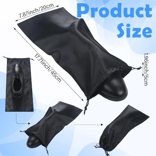 Patelai 20 Pcs Satin Shoe Bags for Travel Reusable Shoe Bag with Drawstring for Protecting Single Pouch Travel Dust Bags Storage Men Women, Black, Grey2