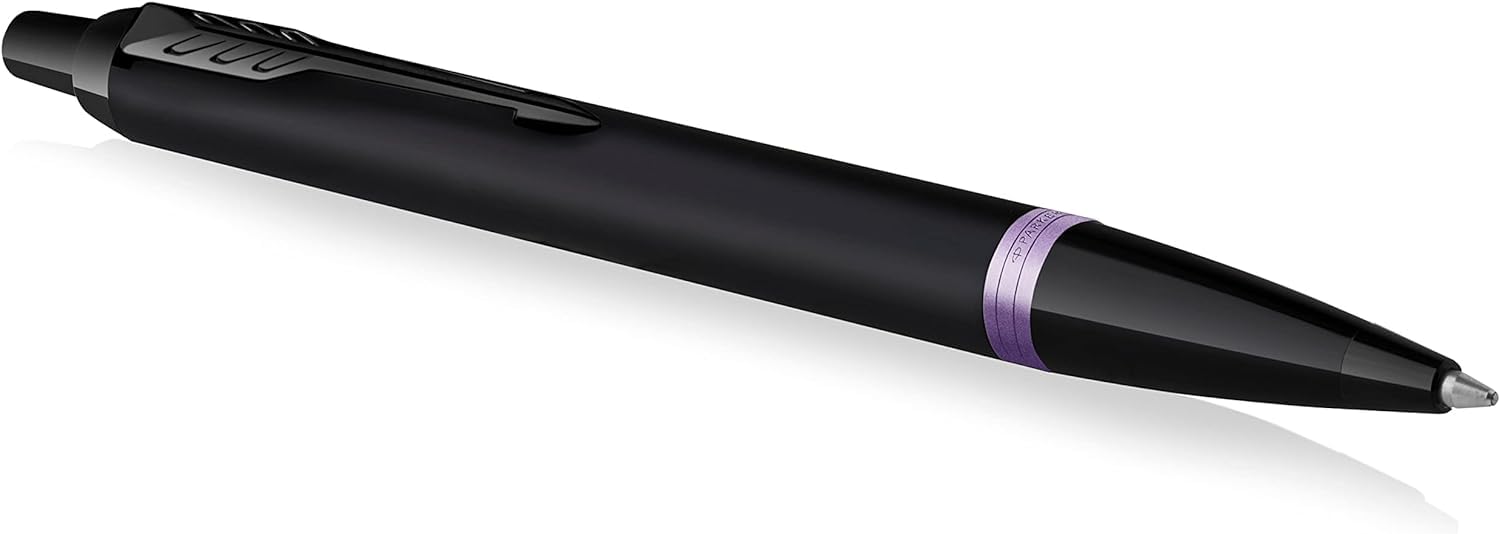 PARKER IM Professionals Vibrant Rings - Set con penna stilografica e penna a sfera con incisione, penna premium, confezione regalo, regalo personalizzato, nome e compleanno (viola PVD)
