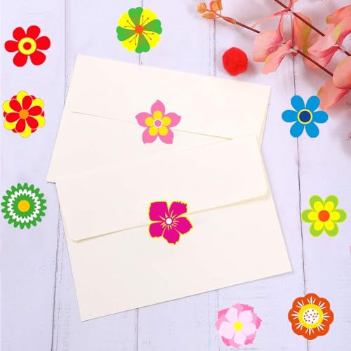 Image of 500Pcs Holographic Flowers Stickers Rolls 1in Laser Waterproof Stickers for Kids 10 Colors Flowers Self-Adhesive Sticker Rolls for Classroom Reward Scrapbook Journal Envelope Decorations