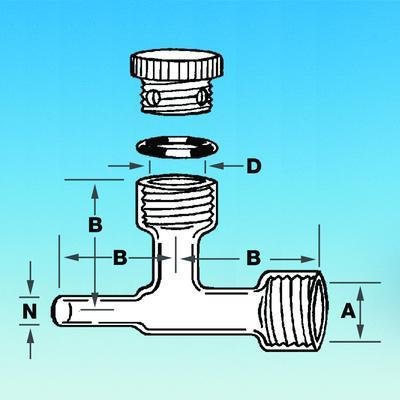 7499-21 Air Sampling Bleed Adapter, #25 Ace-Thread, Complete, 25 mm OD
