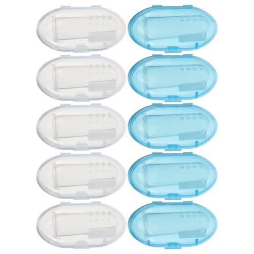 IWOWHERO 10 Piezas Cepillo de Dientes de Silicona para Dedos de Niña Suave Oral Care Toothbrush para Infantes y Pequeños con Estuche Transparente para Limpieza Completa de Encías y