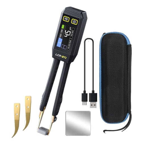 LCR-ST1 LCR Meter, 100Hz/1kHz/10kHz LCR Meter Tweezers, Mini Smart SMD Tester ESR Meter, Diode Continuity Tester, Inductance Capacitance Meter, Auto Component Recognition