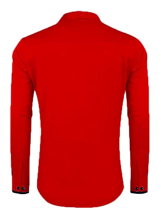 Image of Men's Regular Cotton Casual Slim Fit Shirt with Classic Collar, Long Sleeve, Solid Pattern, Breathable Fabric, and Unique Design for a Timelessly Modern