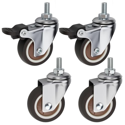 4 Stück Lenkrollen für Möbel M8×15mm Rollen mit Bremse...