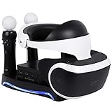 Puroma Upgraded 4-in-1 Charge & Display Stand for PS VR with Storage Headpiece Holder, 2 Move Controllers Charging Station and Processor Unit Stand