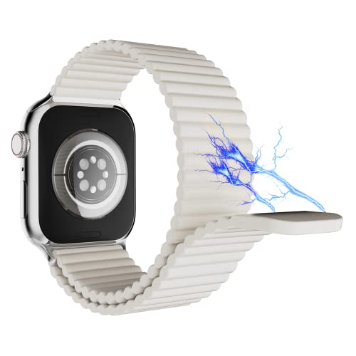 Image of HeiKe Magnetic Silicone Band for Apple Watch Band 49mm 46mm 45mm 44mm 42mm 41mm 40mm 38mm for Men Women,Sport Loop iWatch Wristband Strap for Apple Watch Ultra 3 2 1 SE Series 11 10 9 8 7 6 5 4 3 2 1