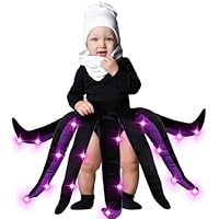 Funtery Halloween Baby Octopus Costume Purple Tentacle Skirt with LED Funny Octopus Dress Sea Witch Mermaid Villain Cosplay