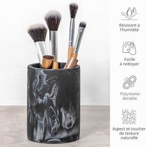 Set 4 accessoires salle de bain noir effet marbre ZCCZ