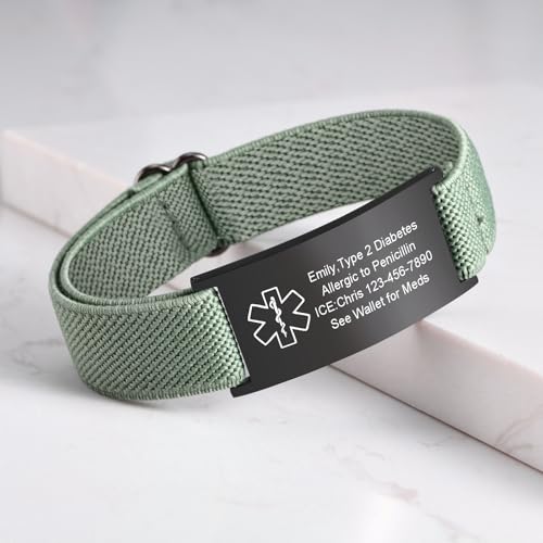 image for VNOX Medical Alert Bracelets for Men & Women with Free Engraving Adjus