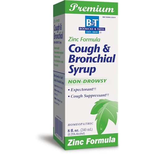 Nature's Way Boericke & Tafel Cough & Bronchial Syrup with Zinc, Cough Suppressant & Expectorant, Non-Drowsy, 8 Fl Oz
