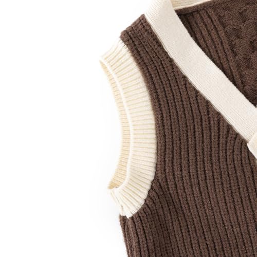 Toddler Knitted Vest Stylish Button-Up Sleeveless Cardigan with Textured Design Warm Baby Sweater Vest4