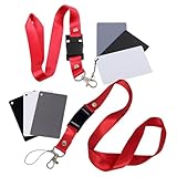 Alipis 2pcs Photography Grey Cards Set with Neck Strap for Accurate White Balance and Exposure Control, Small Size Black White Grey Cards for Digital Camera Lighting and Studio Use