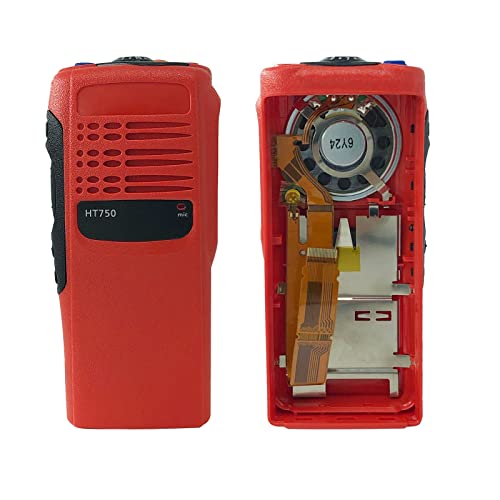Replacement Housing Case Cover for HT750 Two-Way Radio | Complete Kit with Speaker & Ribbon (Durable Impact-Resistant Red Shell)