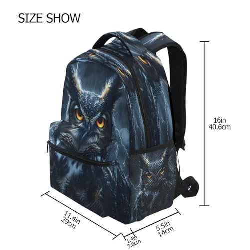 Owl Bird Night Backpack for School Boys Girls Adults Kids Bookbag Laptop Bag 18L4