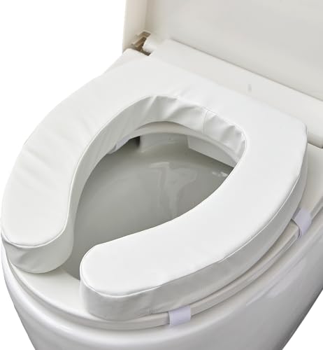Toilet Seat Riser Cushion for Seniors, Raised Padded Bathroom Riser with Soft Foam, Portable Seat Elevator for Post Surgery Recovery, Hip & Knee Pain Relief, Arthritis Support & Low Toilets