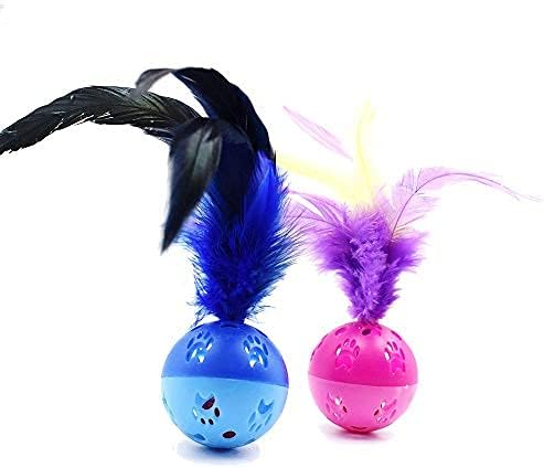Miniatura 5 de BeeSpring Pelotas interactivas para gatos con campana ruidosa en el interior (2 unidades, rojo, azul)