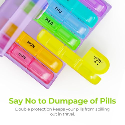 Image of AUVON Weekly Pill Organizer 3 Times a Day, Large 7 Day Pill Box 3 Times a Day with Separate Container, Portable Pill Case for Medication, Vitamins, Fish Oil and Supplements (Pack of 2)