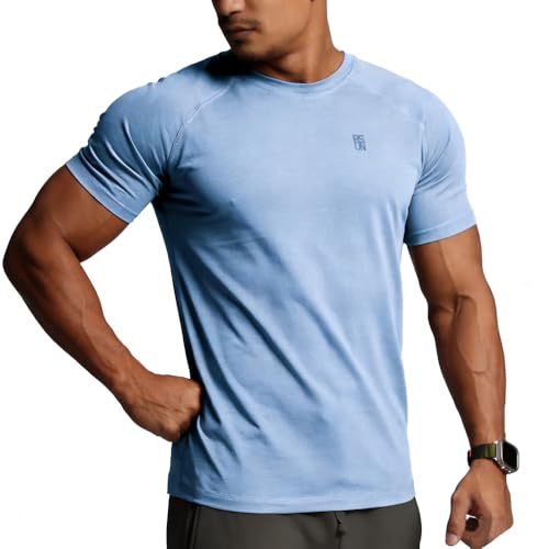Image of Casual Short Sleeve Crew Neck Classic Wicking Breathable Fitness Muscle Athletic T Shirts Mens