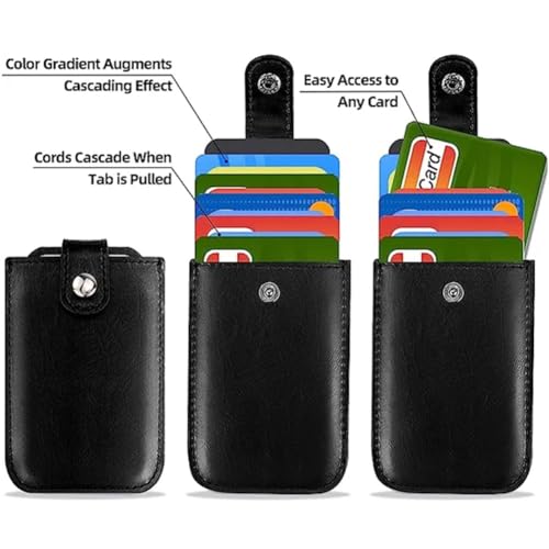 Alkyne Popularate Pull Out Card Holder, CardCarie Pull-Out Card Organizer, Stackable Pull-Out Card Organizer, Personalized Pull Out Card Organizer, Large Capacity Credit Card Holder (Red+Blue+Pink)3