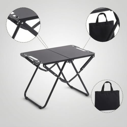 Table tactique pliable noire extérieure avec support de lampe intégré
