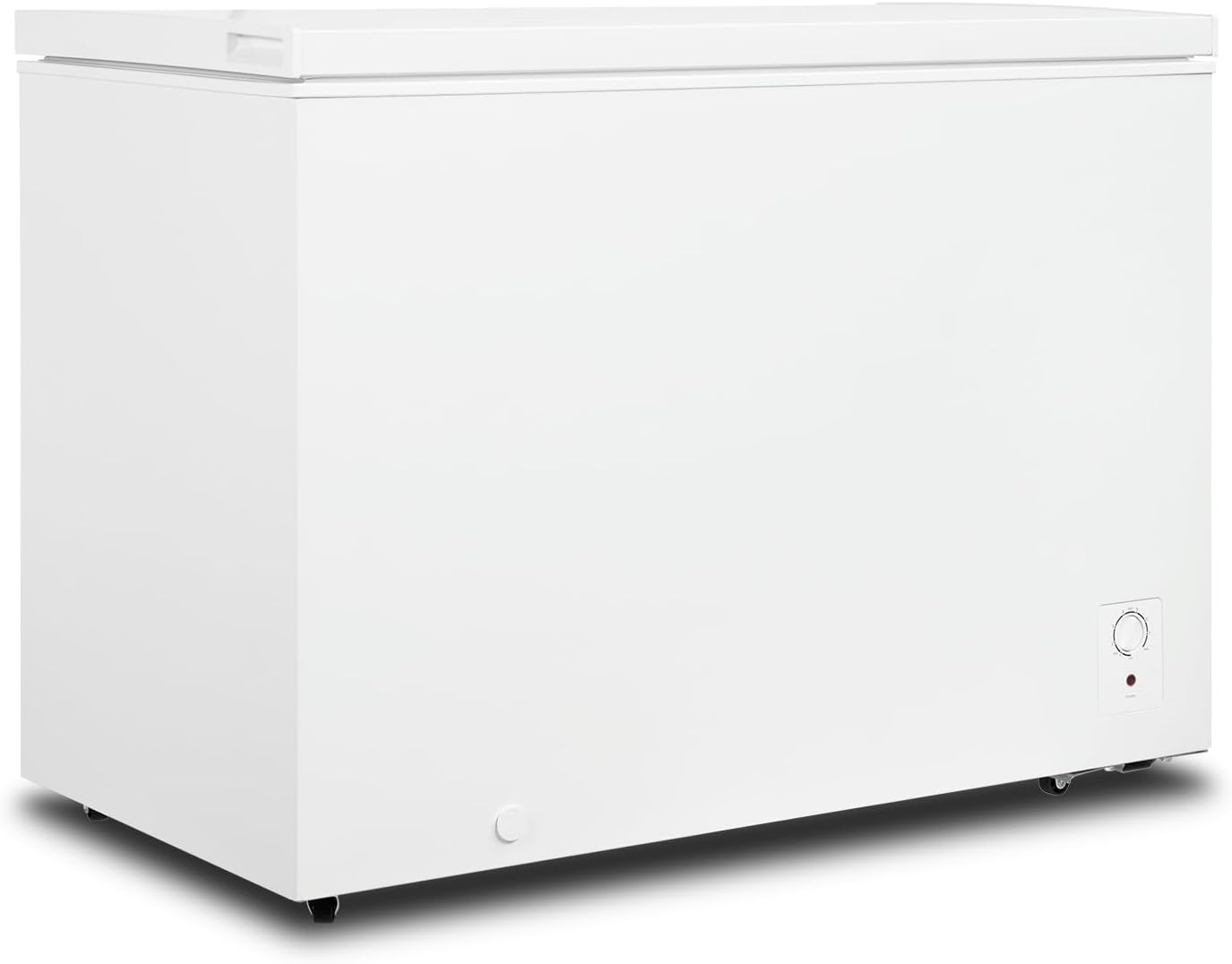 14 Cu.Ft Chest Freezer with 7 Adjustable Thermostat & Removable Basket, Chest Deep Freezer with Wheels for Garage, Basement, White
