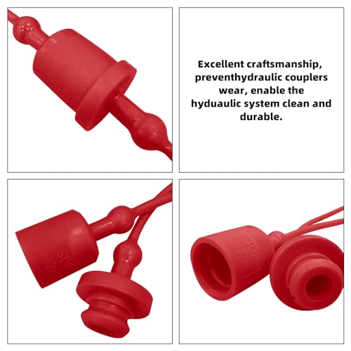 Image of 5 Sets Hydraulic Coupler Dust Cap1 /4 inch inch, 3 /8 inch inch, 1 /2 inch inch, 3 /4 inch inch, 1 inch inch Male Dust Cap and Female Plug Cover, ISO 5675 Pioneer Hydraulic Quick Coupler Cover Fittings, Red Cap with Retention Ring