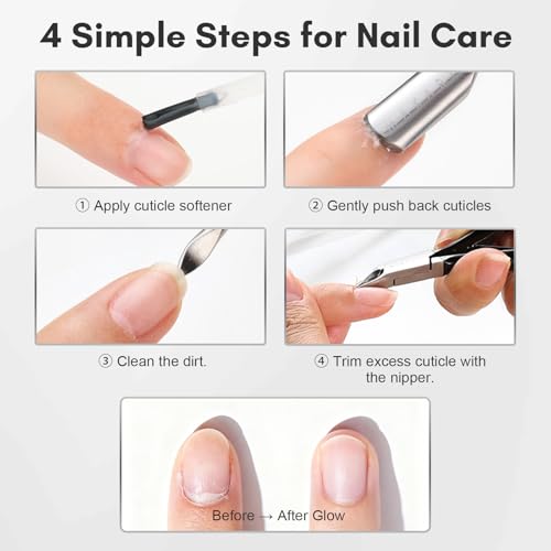 Makartt Nagelhautzange mit nagelhautentferner - 3 Pcs Cuticle Remover Tool, Professionelle nagelhautschere set mit Edelstahl-Nagelhaut Trimmer, Doppelend Nagelhautschieber und Nagelschaber