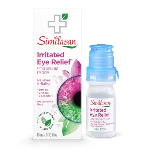 Similasan Irritated Eye Relief Drops, Instant Relief and Long-Lasting Comfort, Naturally Inspired Ingredients for Irritated Eyes, Mimics Natural Tears, Preservative-Free, Contact Lens Friendly, 10ml