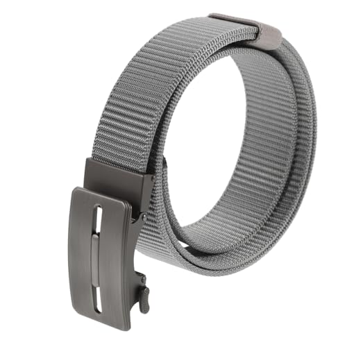 Automatic Buckle Belt for Men Ratchet Nylon No Holes Fashion Forward Grey