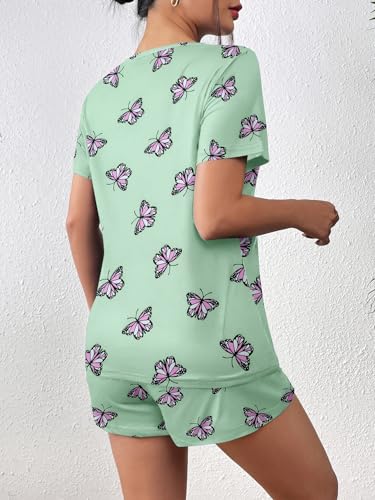 Image of Ekouaer Women's Pajama Sets Short Sleeve Pjs 2 Piece Top and Shorts Sleepwear Comfy Soft Lounge Sets with Pockets