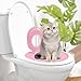 Cat Toilet Seat Training Kit,Removable Pet Toilet Training System,Washable Cleaning Pad for Cats,Reusable Plastic Trainer for Pet Cleaning,Portable Trainer for Home Pet Shop Pet Care (Pink)