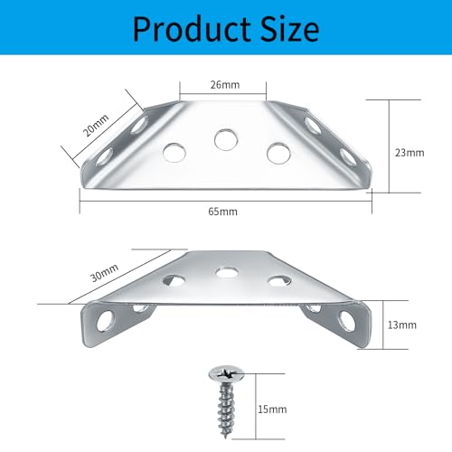 Universal Stainless Steel Furniture Corner Connectors - 30 Pcs Triangle Angle Brackets for Cabinet Table, Desk - Image 2