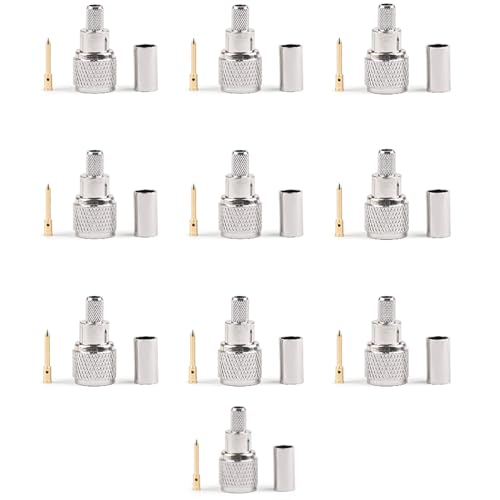 Artudatech 10Pcs Mini-UHF Male Crimps Connector for RG-58/U Cable Motorola Radio Antenna