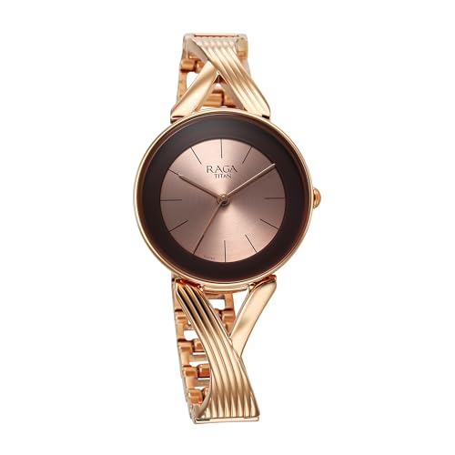 Image of Titan Raga Chic Quartz Analog Rose Gold Dial Metal Strap Watch for Women-2698WM01