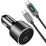 アドテック シガーソケット 車載PD充電器 100W 2ポート【USB-C+USB-A】Apple MacBook Air Pro／iPhone17 Air Pro／Google Pixel10 Proなど最新機種対応 Nintendo Switch対応【ワットモニタ/100W/eMarker】Type-Cケーブル付属 カーチャージャー ACPD-V100AC-wC12U2LE