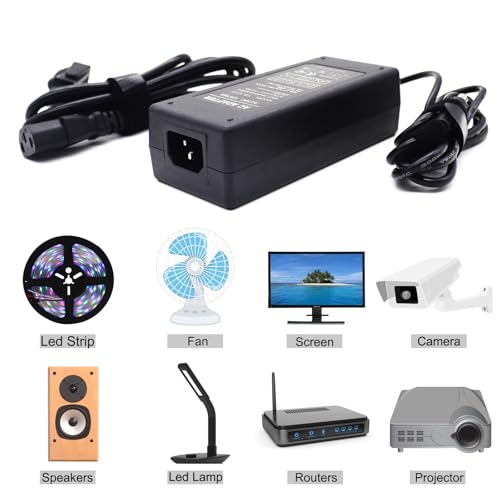 Image of 12V 6A 72W Power Supply Adapter,AC 100-240V to DC 5.5x2.5mm, High-Power LED Driver Transformer for WS2811 WS2815 5050 2835 LED Pixel Strip Lights, CCTV Cameras(12V 6A 72W)