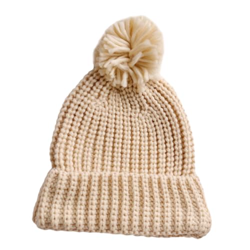 VALICLUD 1Pc Thick Warm Knitted Cap for Cute Woolen Hat Fits for Cold Weather for Indoor and Outdoor Wear Present for Boy Girl Beige