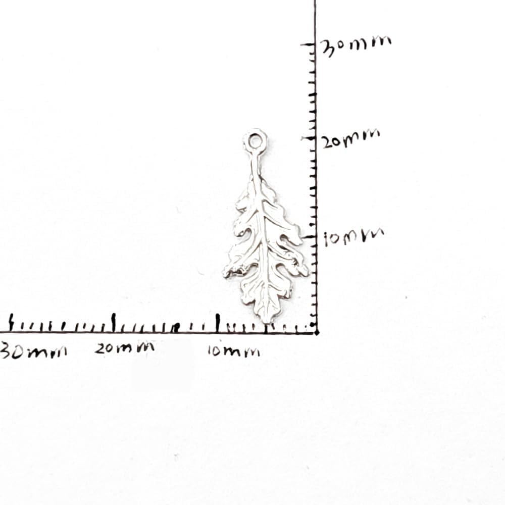 Sterling Silver Tiny Oak Leaf Charm Necklace, 18" - Image 7