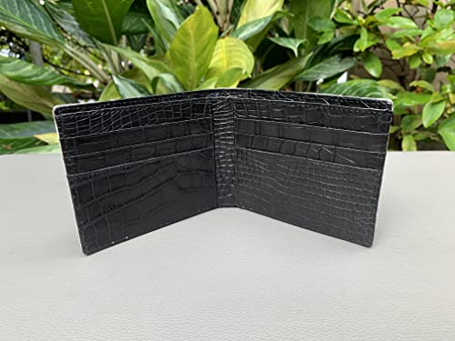 Crocodile Leather Skin Men's bifold wallet, Double Side Black and white Genuine Alligator3