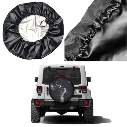 Image of Cat Butterfly Spare Tire Cover Dust-Proof Wheel Tire Cover Fit Trailer, RV, SUV and Many Vehicle 14 Inch