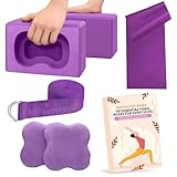 Yoga Blocks 2-Pack Kit with Strap & Free Ebook Guide – Non-Slip Yoga Accessories Set for Home, Gym & Pilates | Stretching, Splits & Exercise EVA Foam Bricks Gifts for Women